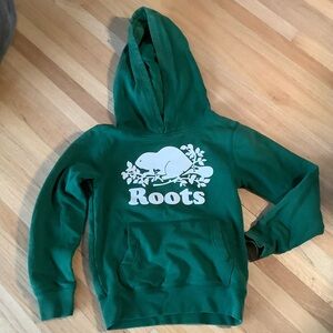 Roots Kids Forest Green Hoodie with White Beaver Logo
